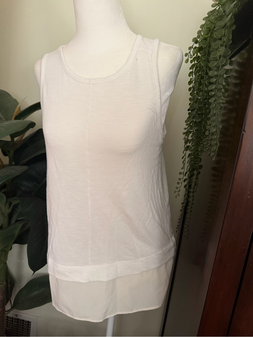 J. Crew Cream Layered Scoop Neck Tank